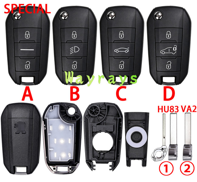 For Peugeot key shell with OEM logo place