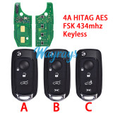 For Fiat 500X Egea Tipo 4A chip HITAG AES with FSK 434mhz keyless 3/4 button remote key