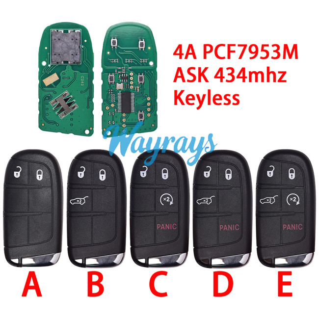 For Fiat M3N-40821302 4A chip PCF7953M with ASK 434mhz remote key