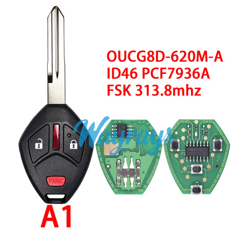 For Mitsubishi OUCG8D-620M-A ID46 chip PCF7936A with FSK 313.8mhz 2+1/3+1 button remote key