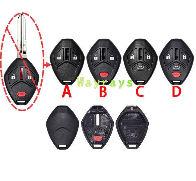 [Without blade] For Mitsubishi key shell part without logo