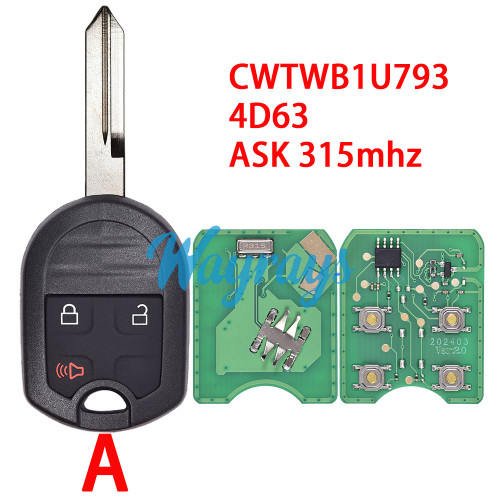 For Ford Edge CWTWB1U793 4D63 chip with ASK 315mhz remote key