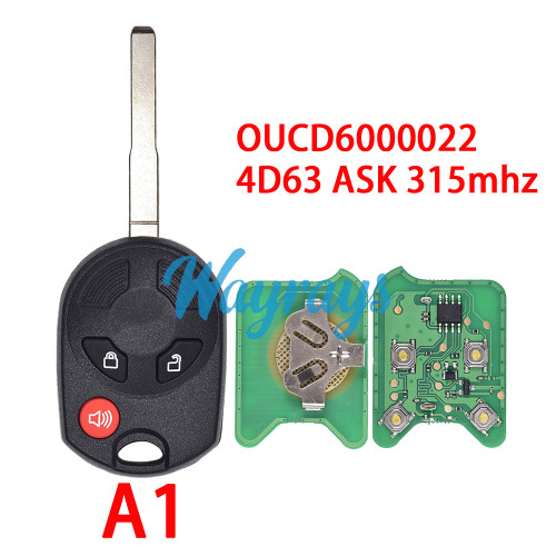 For Ford Mercury OUCD6000022 4D63 chip with ASK 315mhz 2+1/3+1 button remote key