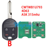 For Ford Edge CWTWB1U793 4D63 chip with ASK 315mhz remote key