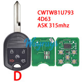 For Ford Edge CWTWB1U793 4D63 chip with ASK 315mhz remote key