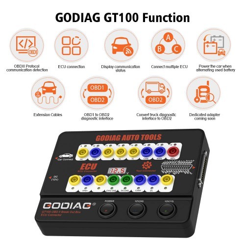 GODIAG GT100 Auto Tool OBDII Break Out Box ECU Connector，Work together with Xhorse VVDI2, Autel devices, Launch, Foxwell etc.