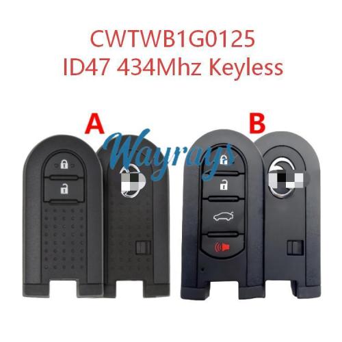 Original for Toyota/Perodua CWTWB1G0125 ID47 chip 434mhz keyless 2/3+1 button remote key