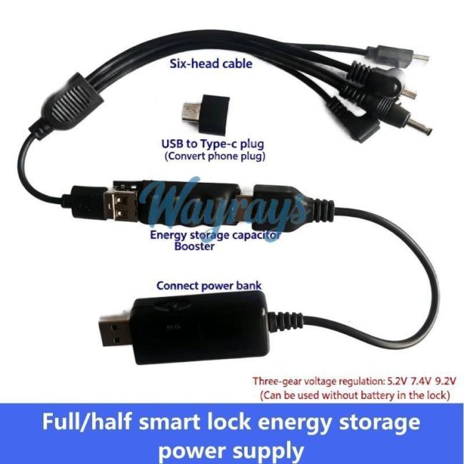 Universal Emergency Power Supply for Smart & Semi-Smart Door Locks – Portable Battery Bank Compatible with Fingerprint & Keypad Locks