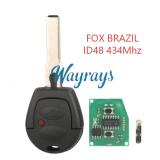 For VW FOX BRAZIL ID48 chip with 434mhz 2 button remote key