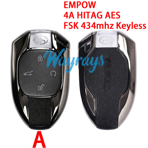 Original for Trumpchi EMPOW 4A HITAG AES chip with FSK 434mhz keyless 4 button remote key