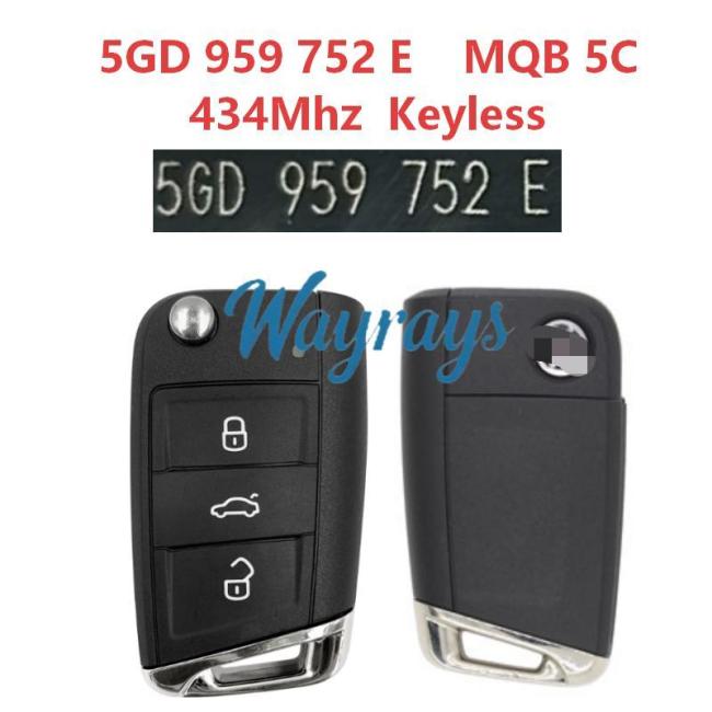 Original for VW 5GD 959 752 e MQB 5C chip with 434mhz keyless 3 button remote key