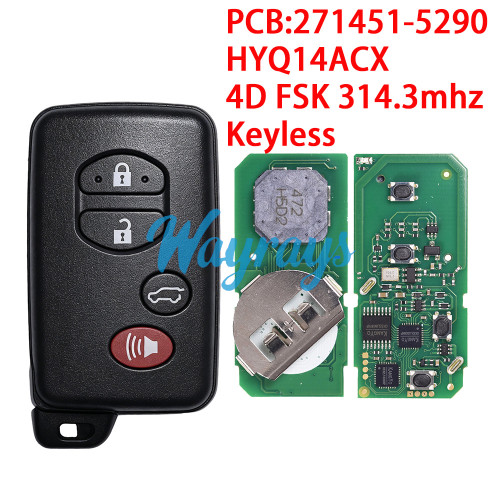 For Toyota 2009+Venza 271451-5290 HYQ14ACX 4D chip with FSK 314.3mhz keyless remote key