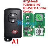 For Toyota HYQ14AAB 0140 PCB 4D chip with ASK 314.3mhz keyless remote key