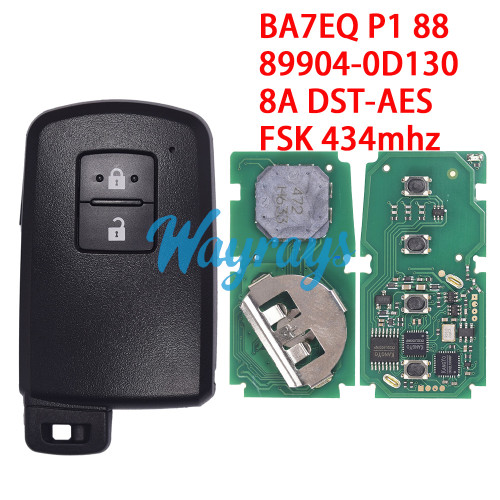 For Toyota BA7EQ 89904-0D130 8A DST-AES chip with FSK 434mhz  2 button remote key