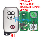 For Toyota HYQ14AAB 0140 PCB 4D chip with ASK 314.3mhz keyless remote key