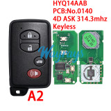 For Toyota HYQ14AAB 0140 PCB 4D chip with ASK 314.3mhz keyless remote key