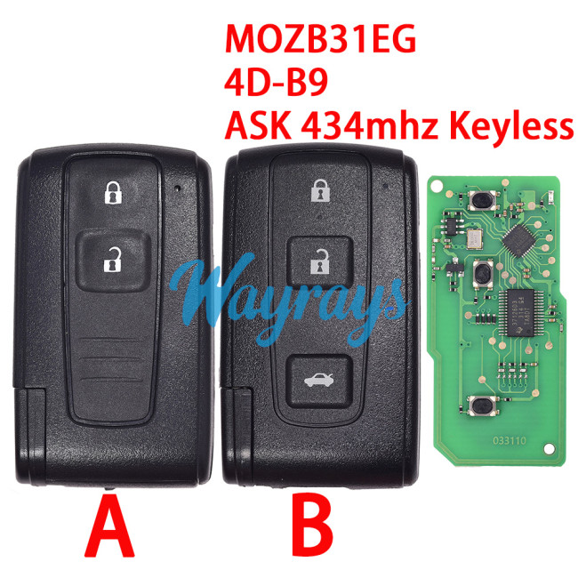 For Toyota MOZB31EG 4D-B9 chip with ASK 434mhz keyless 2/3 button remote key
