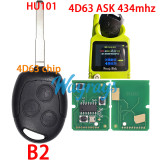 For Ford 4D60/4D63 chip with ASK 434mhz 3 button remote key