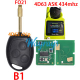 For Ford 4D60/4D63 chip with ASK 434mhz 3 button remote key