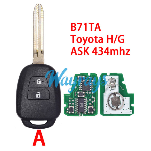 For Toyota B71TA 89070-0D580 ASK 434mhz remote key Toy43 blade,please choose which chip you need