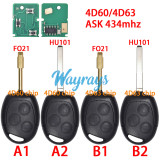 For Ford 4D60/4D63 chip with ASK 434mhz 3 button remote key