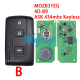 For Toyota MOZB31EG 4D-B9 chip with ASK 434mhz keyless 2/3 button remote key
