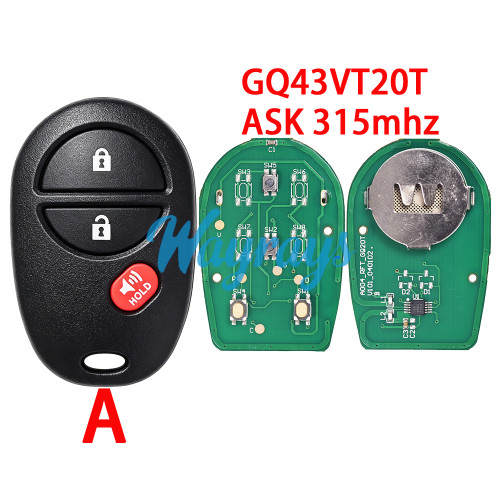 For Toyota Sequoia GQ43VT20T ASK 315mhz remote key