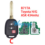 For Toyota B71TA 89070-0D580 ASK 434mhz remote key Toy43 blade,please choose which chip you need