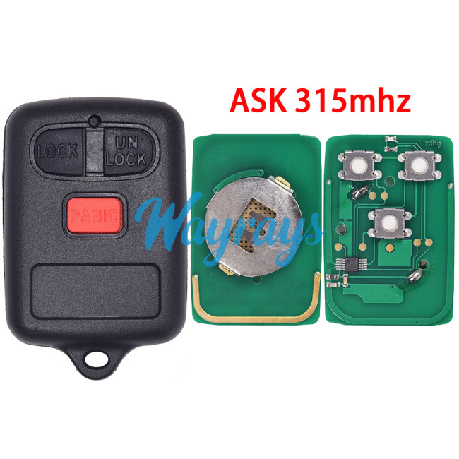 For Toyota ASK 315mhz 2+1 button remote key