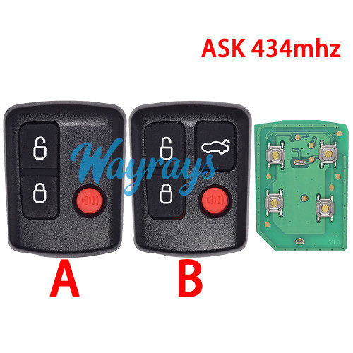 For Ford ASK 434mhz 3+1 button 2+1 button remote key