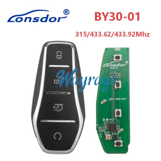 LONSDOR BY30 Series for BYD Remote Key BY30-01, Supports ID46 ID4A 315MHZ 433.62MHZ 433.92MHZ