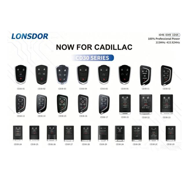 2026 Lonsdor for Cadillac CD30 Series Keys Universal Smart Key , Work with Lonsdor K518 PRO / K518 PRO FCV and KW100