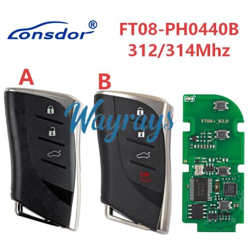 Lonsdor FT08 PH0440B Update Verson of FT08-H0440C 312/314Mhz Toyota Smart Key PCB Frequency Switchable
