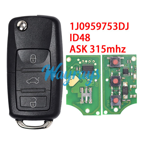 For VW 1J0 959 753 DJ ID48 chip with ASK 315mhz 3 button remote key