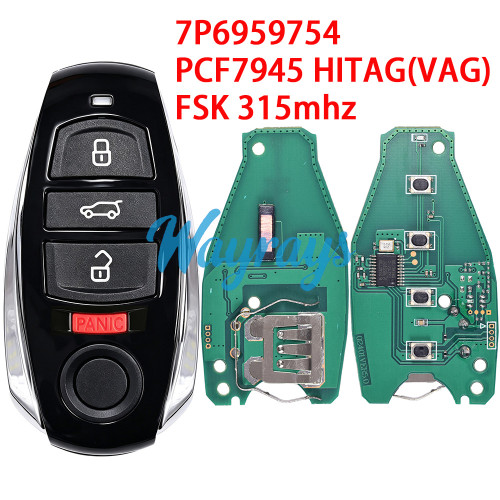 For VW Touareg 7P6 959 754 PCF7945 chip Hitag(VAG) with FSK 315mhz 3+1 button remote key，half keyless