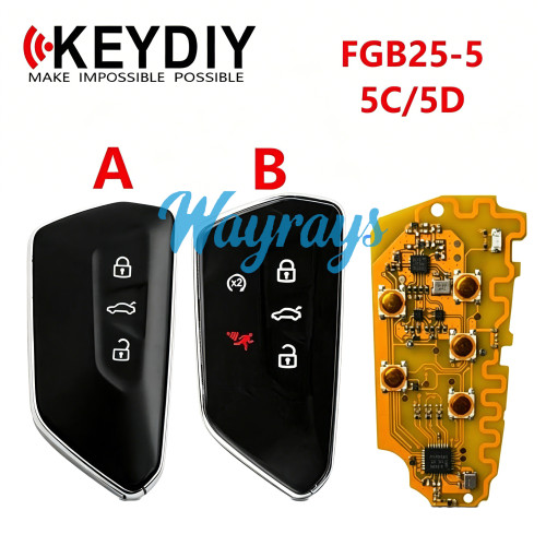 2026 KEYDIY FGB25-5 Smart remote key， Support for VW Audi Porsche BMW 5C/5D Remote Generation