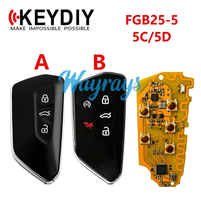 2026 KEYDIY FGB25-5 Smart remote key， Support for VW Audi Porsche BMW 5C/5D Remote Generation