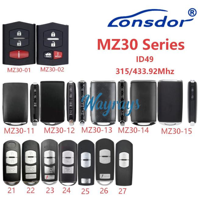 2026 Lonsdor for Mazda MZ30 Series Keys Universal Smart Key , Work with Lonsdor K518 PRO / K518 PRO FCV and KW100