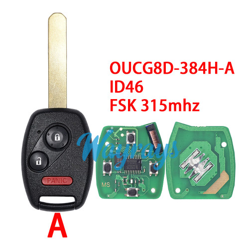 For Honda OUCG8D-384H-A ID46 chip with FSK 315mhz remote key