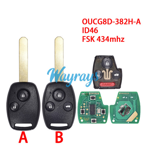 For Honda OUCG8D-382H-A ID46 chip with FSK 434mhz remote key