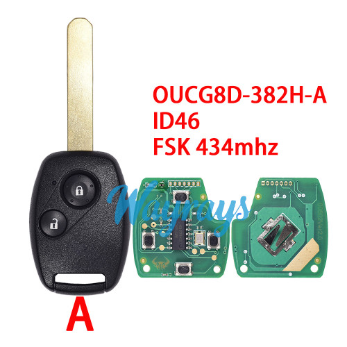 For Honda OUCG8D-382H-A ID46 chip with FSK 434mhz remote key