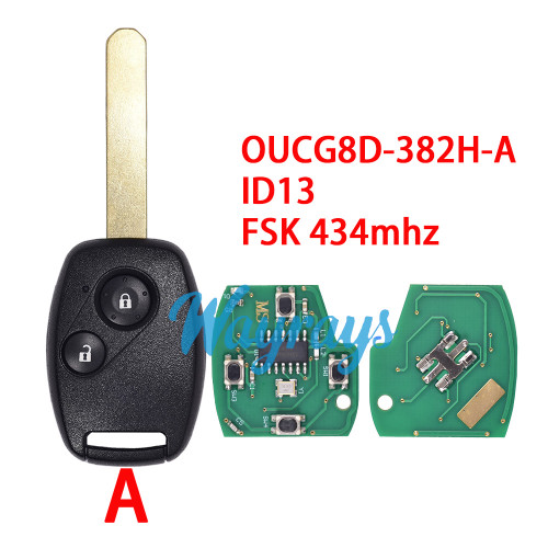 For Honda OUCG8D-382H-A ID13 chip with FSK 434mhz 2/3 button remote key