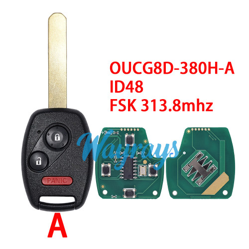For Honda OUCG8D-380H-A ID48 chip with FSK 313.8mhz 2+1/3+1 button remote key