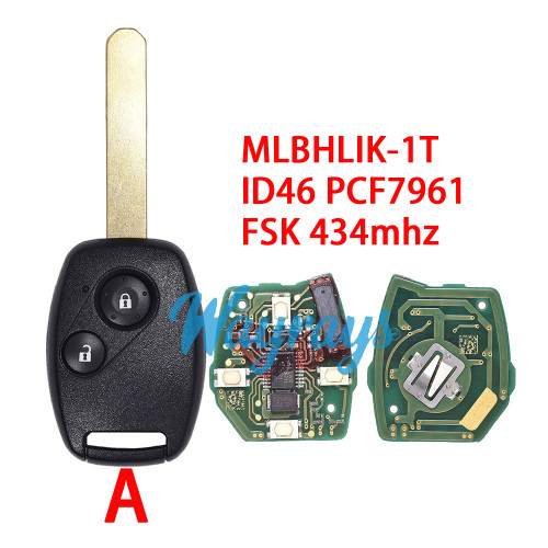 For Honda MLBHLIK-1T ID46 chip PCF7961 with FSK 434mhz 2/3 button remote key