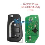 For Toyota B3W2F2R 8A chip with  433.58/434.42mhz keyless 2 button remote key