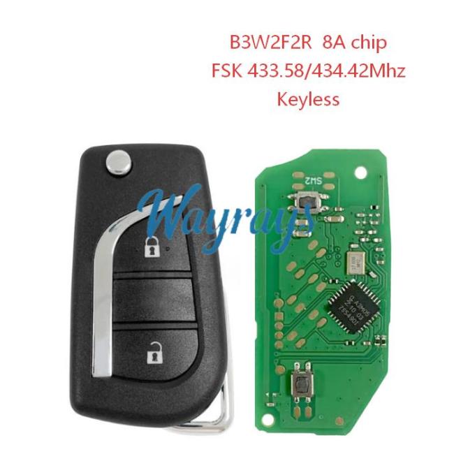 For Toyota B3W2F2R 8A chip with 433.58/434.42mhz keyless 2 button remote key