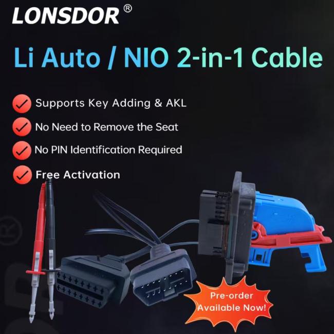 2026 Lonsdor Li Auto / NIO 2 in 1 Cable,Plus free activation ,work for K518 Pro