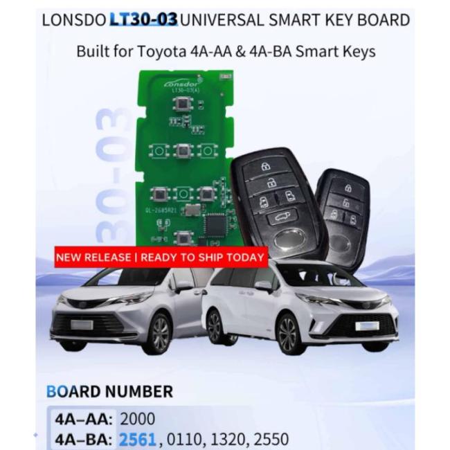 Lonsdor LT30-03 Toyota 4A-AA/4A-BA Universal Smart Key PCB,Board number 2561, 0110,1320, 2550, Compatible with K518 Pro, K518 series, KH100+