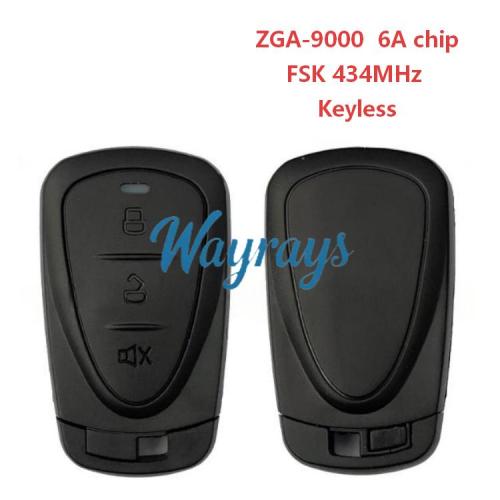 For Motorcycle Ssangyong ZGA-9000  6A chip with FSK 434mhz 3 button remote key