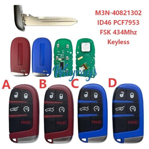 For Dodge SRT M3N-40821302 ID46 chip PCF7953 with FSK 434mhz keyless 4+1 button remote key